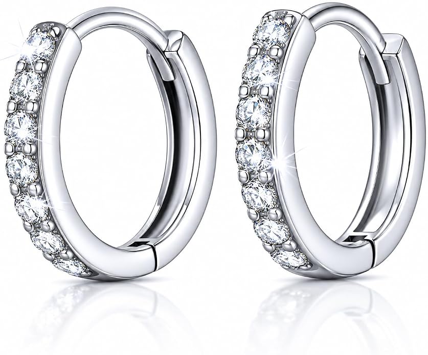 925 Sterling Silver Huggie Hoop Earrings for Women Men, Hypoallergenic Small Sleeper Hoop Earrings for Sensitive Ears, Lightweight Tiny Cartilage Helix Tragus Hoops 6mm 8mm 10mm