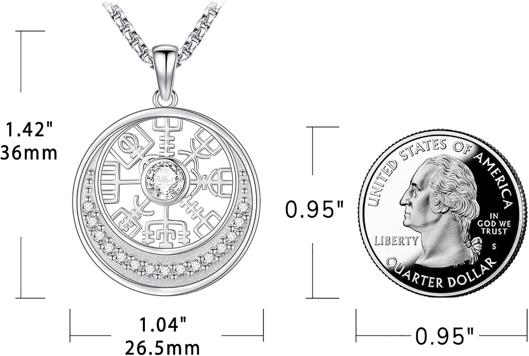 Eusense Viking Necklace for Men Women 925 Sterling Silver Pendant Thors Hammer/Norse Runes/Odin's Ravens/Wolf/Dragon/Snake/Yggdrasil/Freya/Helm of Awe/Valknut/Triskelion/Axe/Shield Viking Jewelry