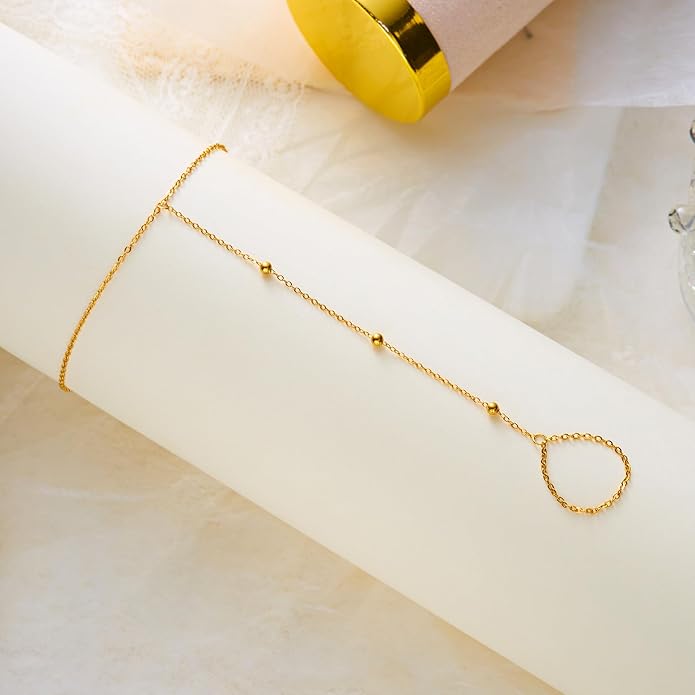 Dainty Anklet for Women Trendy Boho Waterproof Link Chain Gold Pearl CZ Stainless Steel Ankle Chain Adjustable Foot Minimalist Summer Jewelry Gift for Women