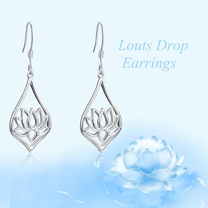 WINNICACA Sterling Silver Dangle Drop Earrings for Women Mom Flower Leverback Earrings Jewelry Christmas Anniversary Birthday Gifts