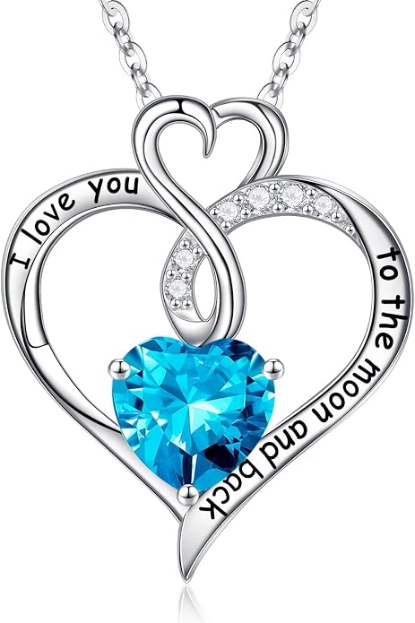 Iefil Birthstone Necklace for Women, 925 Sterling Silver Birthstone Jewelry for Women Wife Her