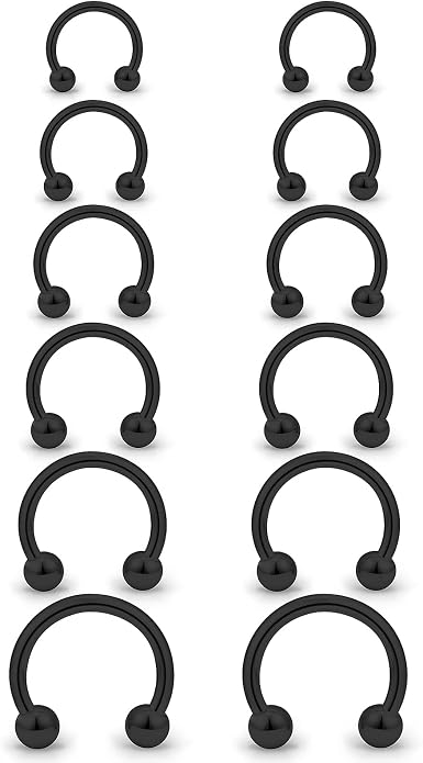 20G-00G Septum Rings Ear Gauges Earrings Stretching Kit 316L Surgical Steel Horseshoe Septum Pa Piercing Jewelry for Women 10mm 12mm 14mm 16mm