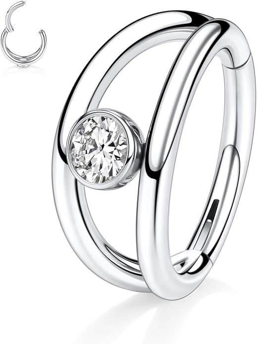 316L Surgical Steel Septum Clicker Ring Nose Ring Hoop Sleeper Hoop Earring Helix Rook Conch Cartilage Daith Tragus Earrings Lobe Nose Piercing Jewelry for Women
