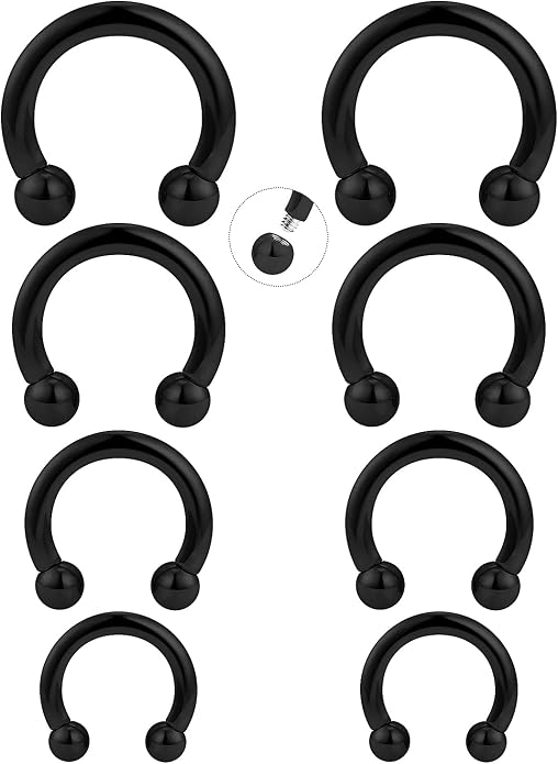20G-00G Septum Rings Ear Gauges Earrings Stretching Kit 316L Surgical Steel Horseshoe Septum Pa Piercing Jewelry for Women 10mm 12mm 14mm 16mm