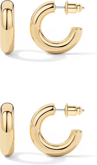 14K Gold-Plated, Lightweight, Open Hoop Earrings For Women