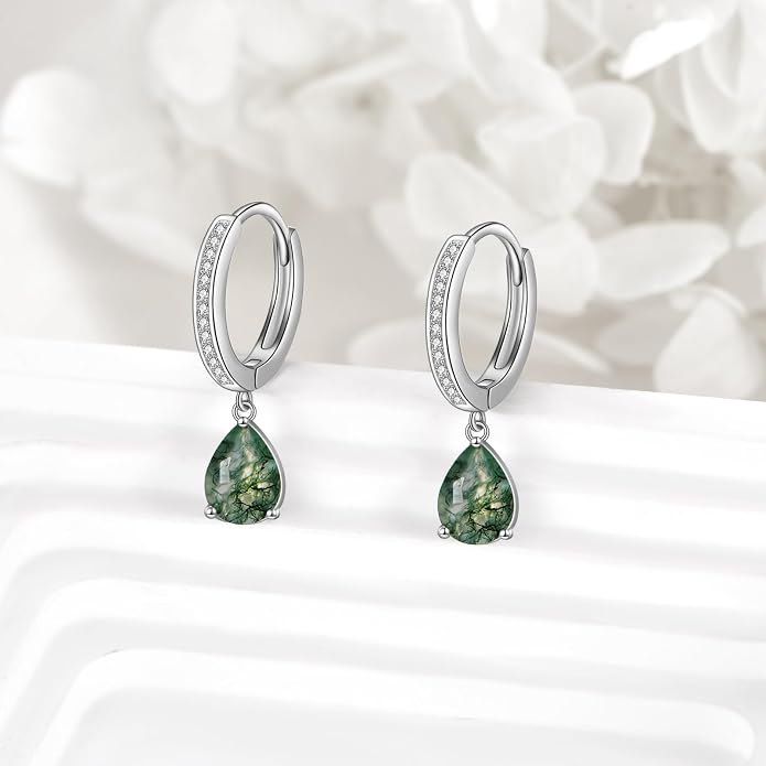 VONALA Dangle Earrings 925 Sterling Silver Opal Larimar Lapis Sapphire Turquoise Moss Agate Crystal Dangling Earrings Jewelry Gift for Women