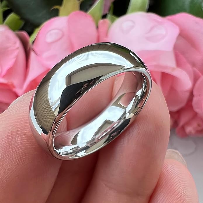 TUTISS 2mm 3mm 4mm 5mm 6mm 7mm 8mm 10mm White Tungsten Rings for Men Women Engagement Wedding Bands Domed Polished Shiny Comfort Fit
