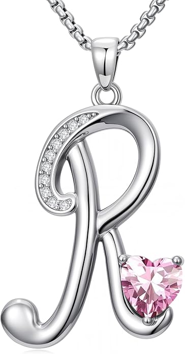 Birthday Gifts for Women Alphabet A to Z Initial Birthstone Pendant Necklaces for Women - 18k White Gold Plated Personalized Name Jewelry Anniversary Graduation Gifts for Wife Her Daughter Girlfriend(with Gift Box)