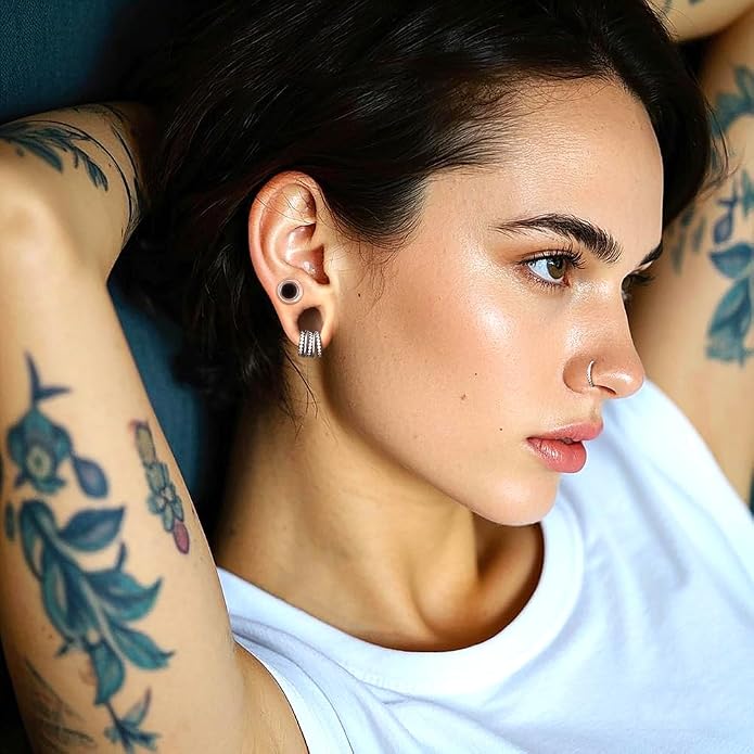 5/10PCS Septum Rings Hoop, 16G/1.2*(6-8-10) mm Surgical Stainless Steel CZ Segment Nose Rings, Cartilage Clicker Hoop Earrings for Rook, Daith, Tragus, Shell pattern Gold Silver