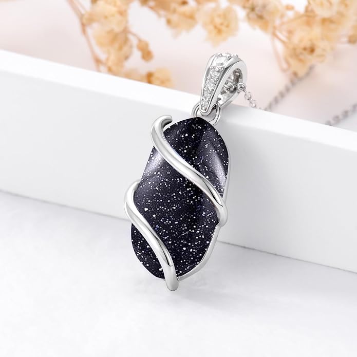 HPQQ Necklace for Women 925 Sterling Silver Dainty Gemstone Pendant Fine Jewelry Birthday Mothers Day Gifts for Mom Wife Her
