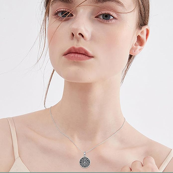 S925 Sterling Silver Poseidon Trident/Peace Sign/Coexist Peace Symbol/Pirate/Arrowhead/Flower of Life/Thor's Hammer Jewelry Necklace Gifts for Women Men