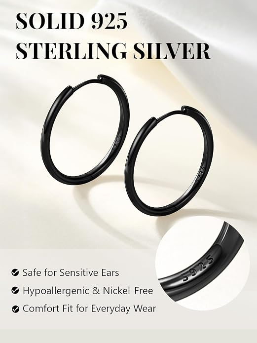 Silvora 14K Gold Plated Huggie Hoop Earrings for Women, Small Sterling Silver Hoops, Hypoallergenic Cartilage Earrings for Sensitive Ears 8/10/12/14/16/18/20MM