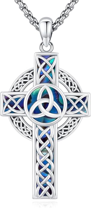 Celtic Cross Tree of Life Necklace for Women Sterling Silver Thor Hammer Tree of Life Pendant Irish Knot Cross Amulet Tree of Life Jewelry