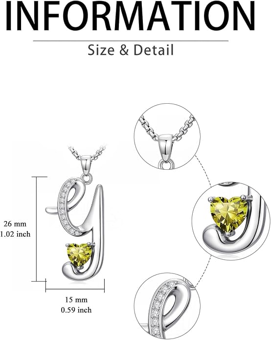 Birthday Gifts for Women Alphabet A to Z Initial Birthstone Pendant Necklaces for Women - 18k White Gold Plated Personalized Name Jewelry Anniversary Graduation Gifts for Wife Her Daughter Girlfriend(with Gift Box)