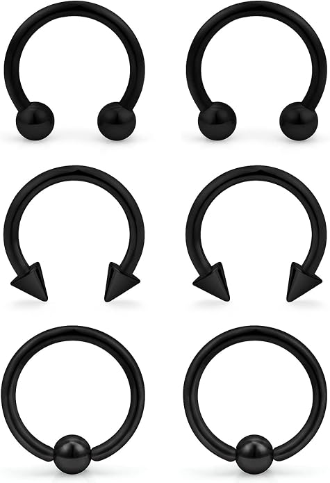 00G 0G 2G 4G 6G 8G 10G 12G 14G 16G Septum Rings Silver Black Surgical Steel Heavy Gauges Earrings Stretching kit Eyebrow Lip Septm Nose Rings Helix Tragus Daith Rook Earrings Hoops 10mm-19mm