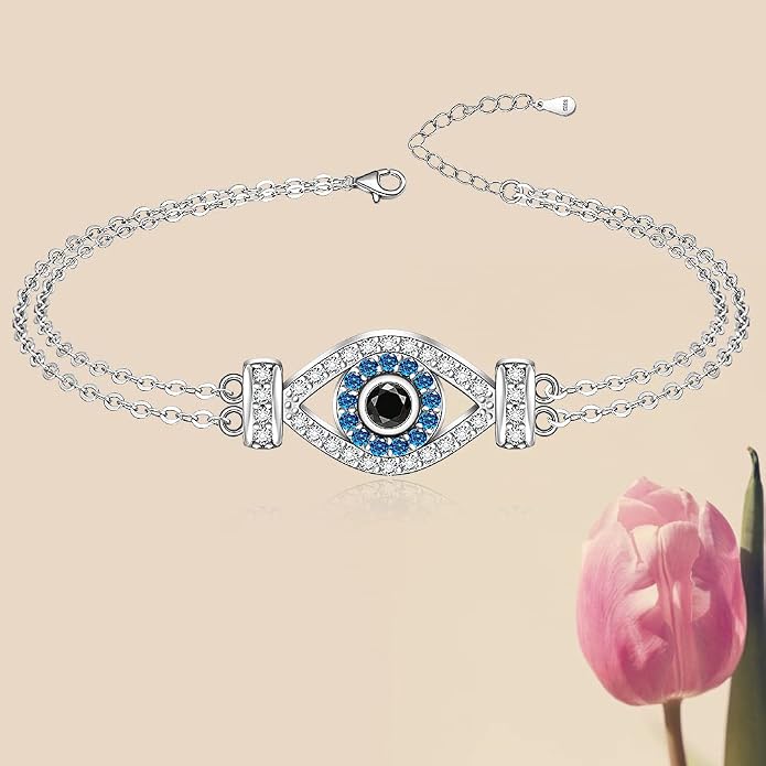 Fenthring Evil Eye Anklet Sterling Silver Protection Turkish Blue Eyes Ankle Bracelets Anklets for Women Chain Jewelry