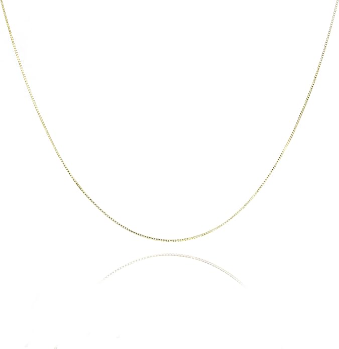 NAG.HC 925 Sterling Silver Chain 0.8MM Delicate Box Chain - Italian Necklace Chain - Tiny&Thin&Strong -Friendly Price & Quality 14"-30"