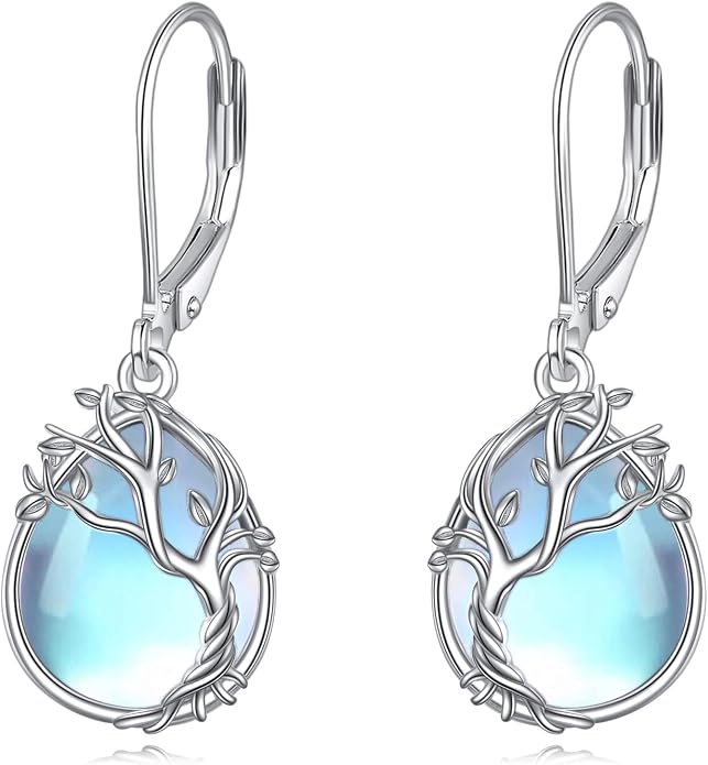 POPLYKE Tree of Life Teardrop Drop Dangle Earrings Sterling Silver Leverback Earrings Jewelry