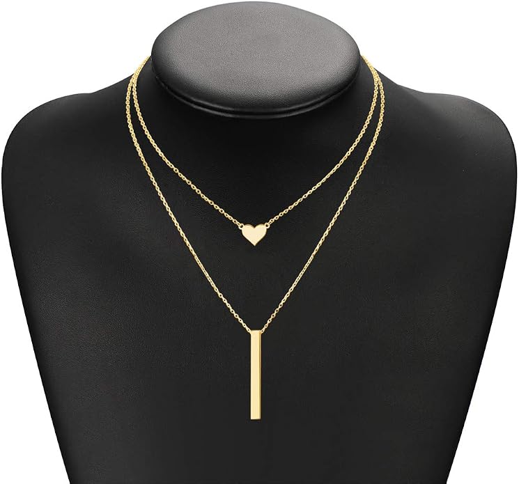 MeMoShe Custom Name Necklace Personalized 3D Engraved Bar 18K Gold Plated Customized Name Jewelry with Adjustable Chain Charm Birthday Gifts for Women Men