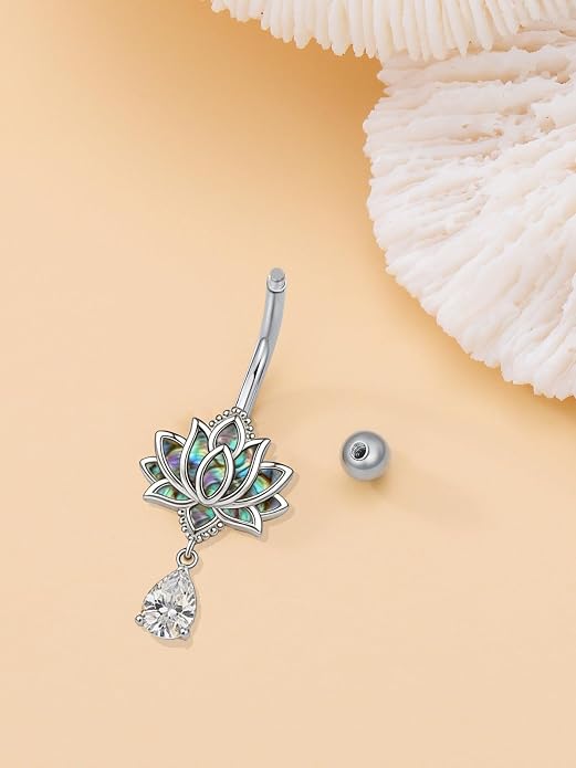 Sterling Silver 14G Belly Button Rings Cross/Cat/Butterfly/Cow/Skull/Birthstone Heart Navel Rings 16mm Body Piercing Jewelry for Women