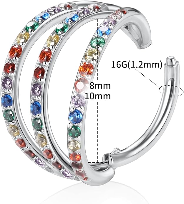 316L Surgical Steel Septum Clicker Ring Nose Ring Hoop Sleeper Hoop Earring Helix Rook Conch Cartilage Daith Tragus Earrings Lobe Nose Piercing Jewelry for Women