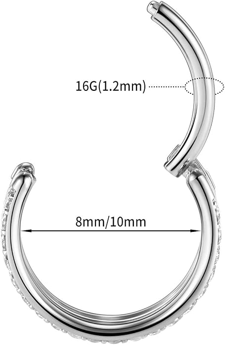 316L Surgical Steel Septum Clicker Ring Nose Ring Hoop Sleeper Hoop Earring Helix Rook Conch Cartilage Daith Tragus Earrings Lobe Nose Piercing Jewelry for Women