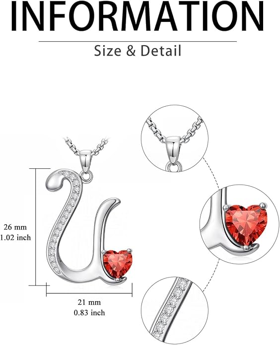 Birthday Gifts for Women Alphabet A to Z Initial Birthstone Pendant Necklaces for Women - 18k White Gold Plated Personalized Name Jewelry Anniversary Graduation Gifts for Wife Her Daughter Girlfriend(with Gift Box)