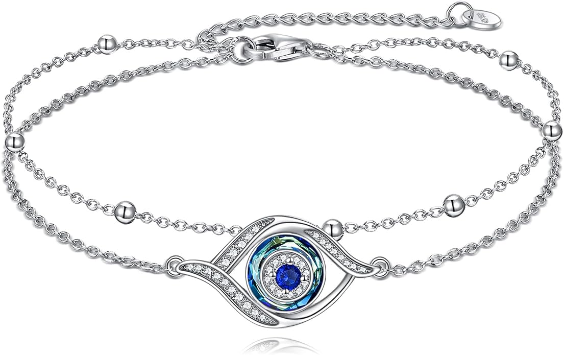 VONALA Witches Knot/Compass/Dragonfly/Clover Bracelet Sterling Silver Adjustable Charm Bracelet Summer Beach Foot Chain Jewelry for Women Gifts