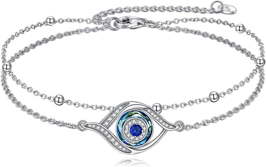 VONALA Witches Knot/Compass/Dragonfly/Clover Bracelet Sterling Silver Adjustable Charm Bracelet Summer Beach Foot Chain Jewelry for Women Gifts