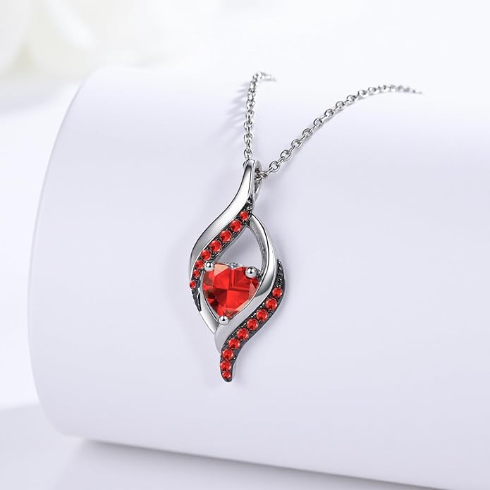 KiiKii Birthday Gifts for Women Birthstone Necklace Platinum Plated 925 Sterling Silver Forever Love Heart Pendant Meaningful Jewelry Gifts for Wife Mom