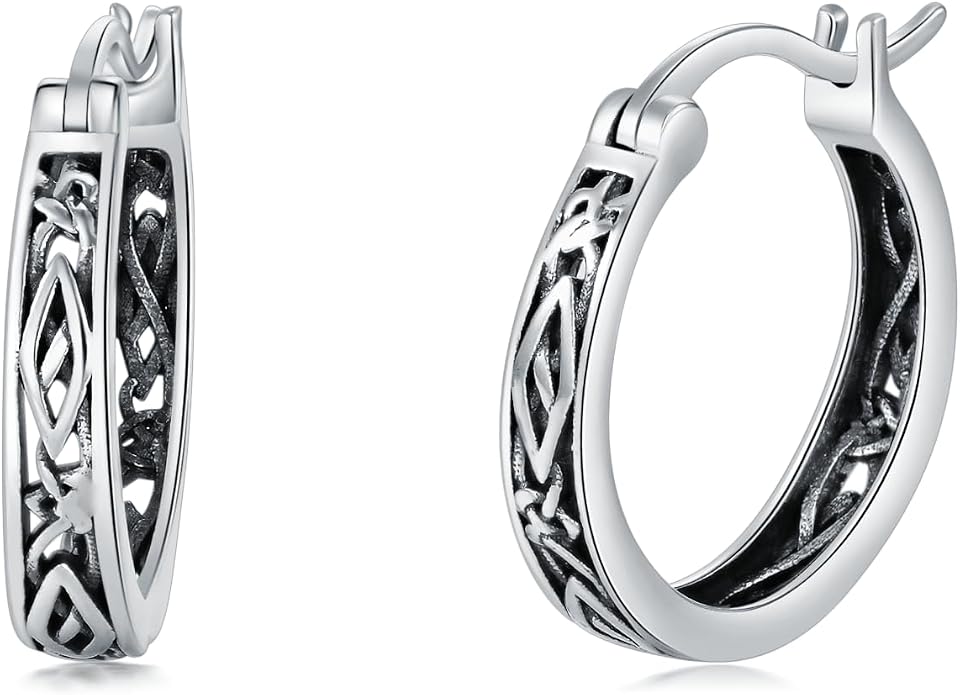 Sterling Silver Hoop Earrings Small Hoop Sun/Leaf/Triangle Huggie Earrings for Women Hypoallergenic