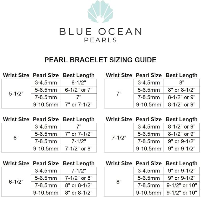 Blue Ocean Pearls Round Freshwater Cultured Pearl Bride & Bridesmaid 8" Stretch Strand Bracelet - Choice of Pearl Size and Color