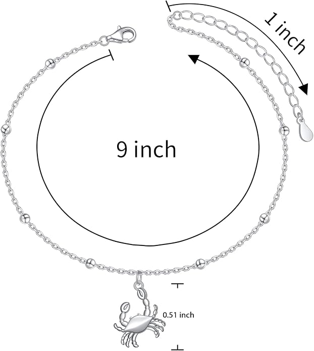 Alphm Anklet for Women S925 Sterling Silver Adjustable Foot Evil Eye Starfish Heart Bead Butterfly Celtic Knot Cross Multilayer Layered Ankle Bracelet Jewelry