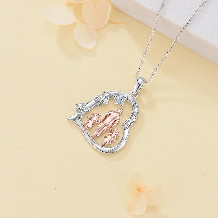PROESS S925 Sterling Silver Daughter Heart Pendant Necklace from Dad Mom I Love You Forever Jewelry
