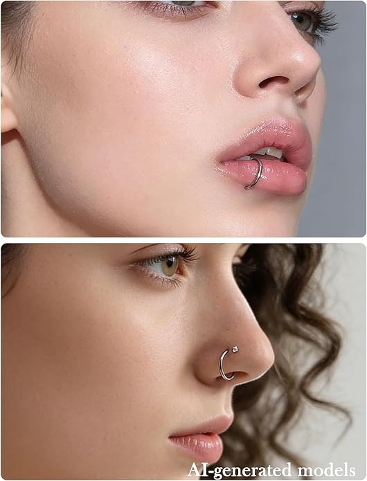 20G-2G ASTM F136 Titanium Septum Nose Rings Hoops Hinged Clicker Segment Septum Lip Nipple Ring Cartilage Tragus Helix Sleeper Earrings Piercing Jewelry for Women Men 6mm-19mm
