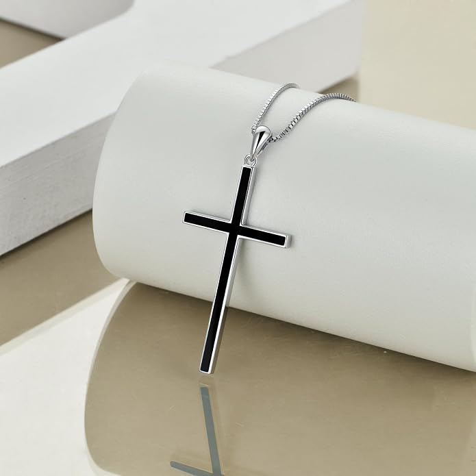 POPLYKE Cross Necklace 925 Sterling Silver Philippians 4:13 I Can Do All The Things Inspirational Necklace Gifts for Women Men 20+2''