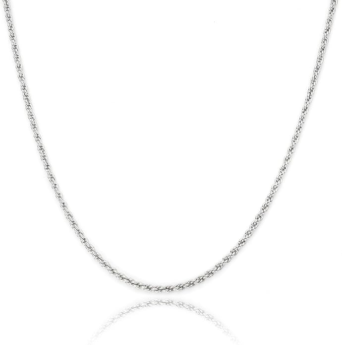 nometo Solid 925 Sterling Silver Box Chain Rope Chain Lobster Clasp Silver Chain for Men Silver Necklace Chain for Women 16/14/20/22/24/26/30 Inches