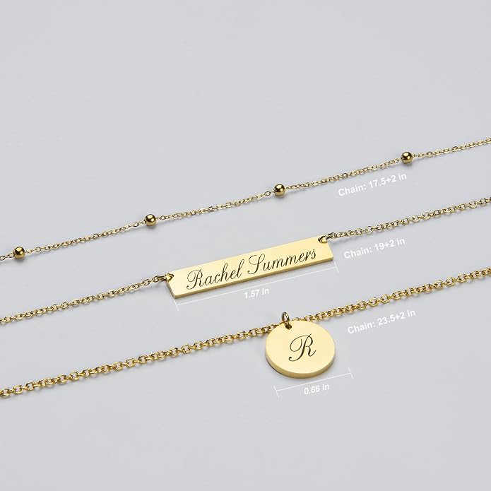 Personalized Necklace for Women, Custom Name Bar Pendant, Graduation Gift or Mothers Day Gift for Her, Gold Name Plate for Mom