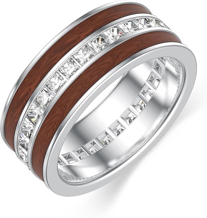 Wooden Celtic/Cross Ring 925 Sterling Silver Wedding Band Wood Mens Rings Engagement Ring Jewelry Gift for Men Women Size 8-14