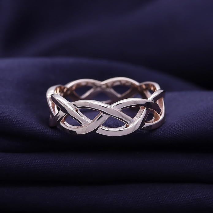 AFFY Celtic Knot Eternity Wedding Band Ring for Women, 14K Gold Plated 925 Sterling Silver, Engagement Promise Ring, Unique Celtic Jewelry Gift