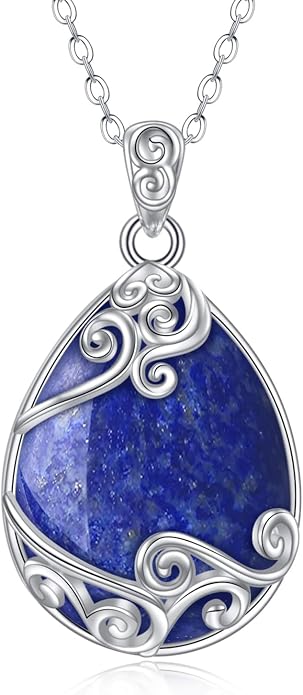 YAFEINI 925 Sterling Silver Moonstone Necklace Filigree Teardrop Pendant Necklace Jewelry for Women Girls