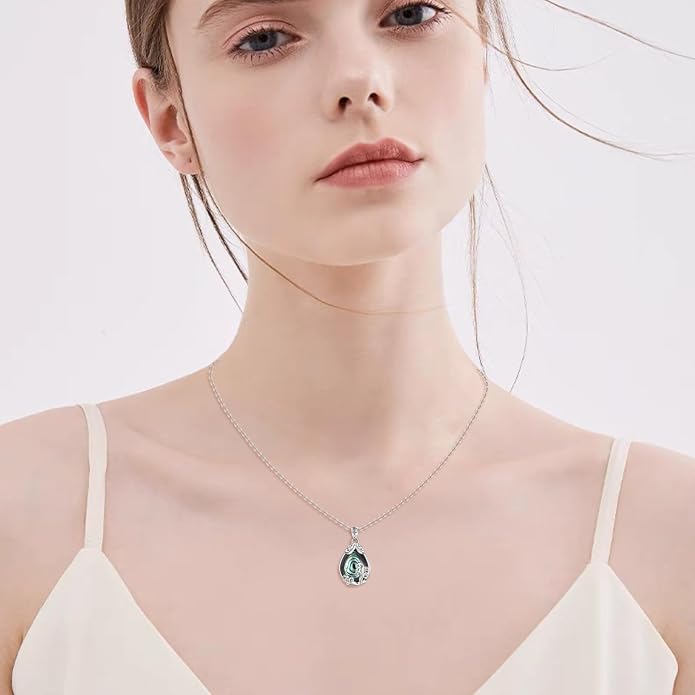 POPLYKE Sterling Silver Gemstone Teardrop Pendant Necklace Crystal Jewelry for Women