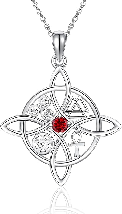 YAFEINI Sterling Silver Witches Knot Pendant Necklace - Celtic Cross Witch Jewelry Amulet Gifts for Women