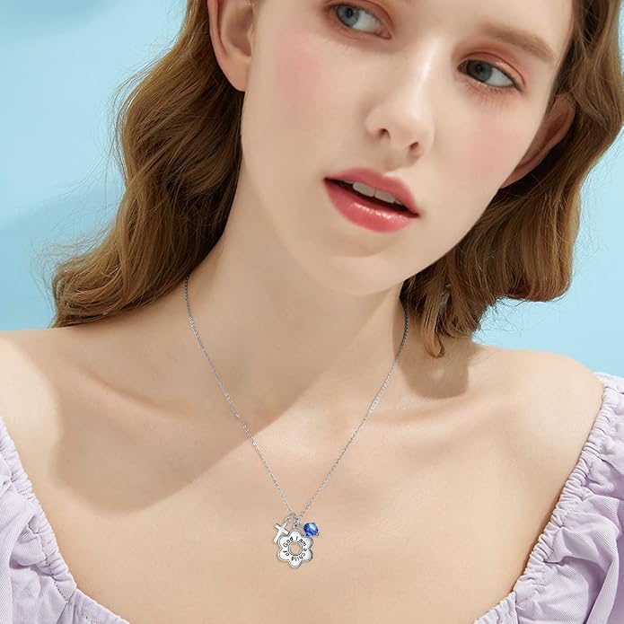 AOBOCO 925 Sterling Silver I Am a Child of God Daisy Necklace Jewelry Birthday Birthday Baptism Communion Gifts for Girls