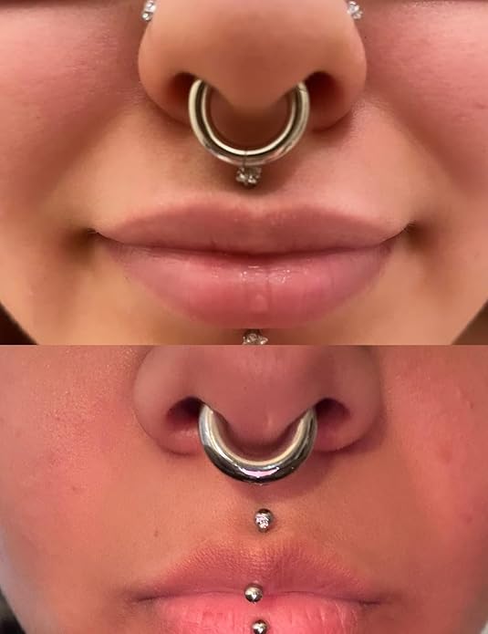 20G-2G Surgical Steel Hinged Clicker Septum Nose Rings Gauges Earrings Seamless Hoops Eyebrow Lip Ring Cliker Helix Tragus Daith Rook Earrings for Women Men