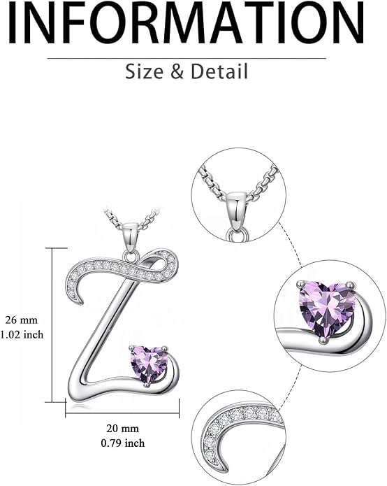 Birthday Gifts for Women Alphabet A to Z Initial Birthstone Pendant Necklaces for Women - 18k White Gold Plated Personalized Name Jewelry Anniversary Graduation Gifts for Wife Her Daughter Girlfriend(with Gift Box)