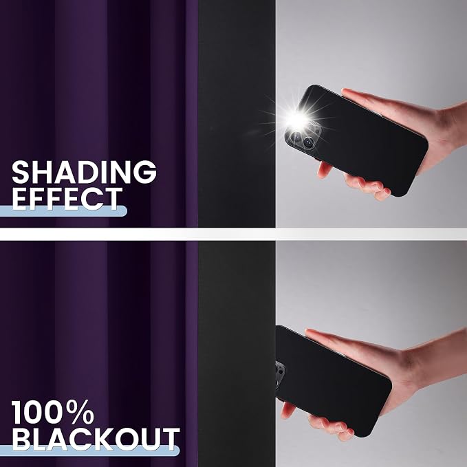 SimpleHome Purple 100% Blackout Curtains Room Darkening Living Room 63 Inch | Curtains for Bedroom,Thermal Insulated Grommet Window Drapes,Curtains for Living Room with Black Back,52 x 63 Inch,2 Panels