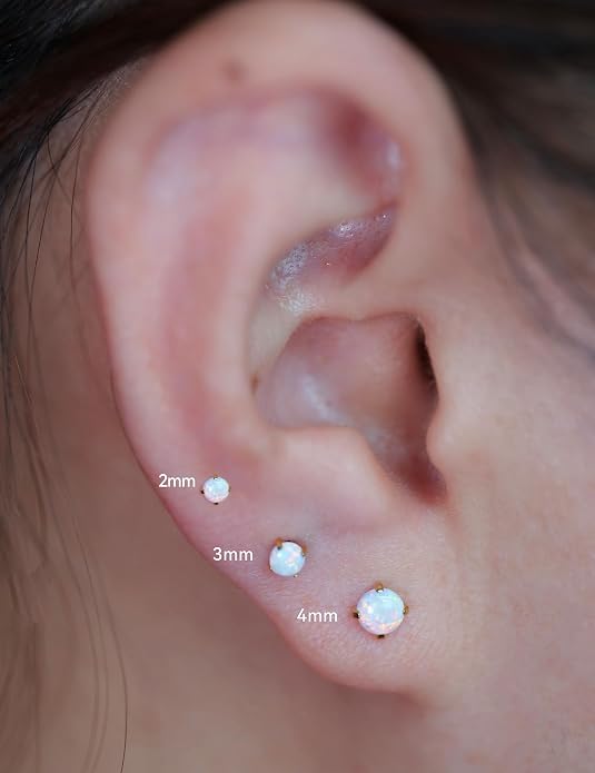 Limerencia 2Pcs 18g Titanium Internally Threaded Tragus Piercing Jewelry Nose Studs Flat Back Earrings Labret, Lip, Helix, Cartilage, Conch, Medusa Piercing for Women Men Sensitive Ears
