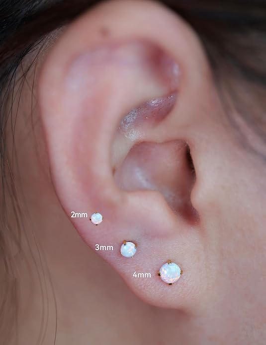 Limerencia 2Pcs 18g Titanium Internally Threaded Tragus Piercing Jewelry Nose Studs Flat Back Earrings Labret, Lip, Helix, Cartilage, Conch, Medusa Piercing for Women Men Sensitive Ears