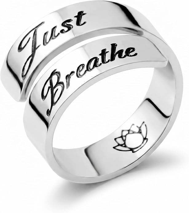 Inspirational Motivational Adjustable Ring Personalized Stainless Steel Spiral Wrap Twist Rings Encouragement Statement Graduation Jewelry Birthday Gifts for Women Teengirls.